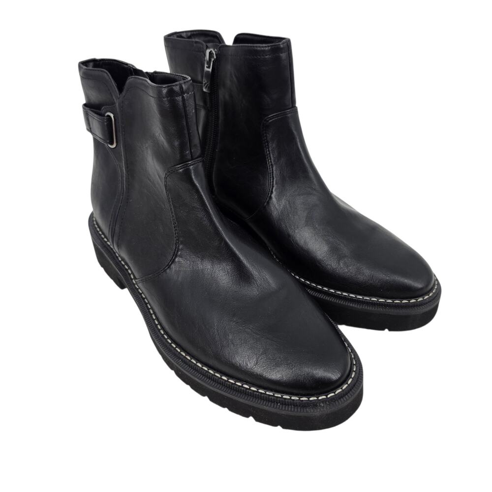 NWOT Naturalizer Black Rue Faux Leather Platform Comfort Ankle Boots Size 9.5
